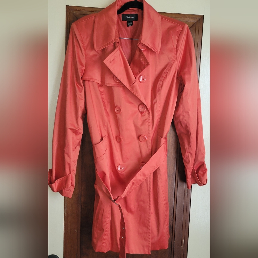Tangerine Belted Trench Coat #26